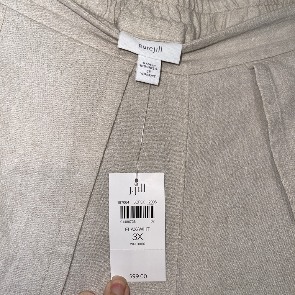 J Jill Pure Jill 3X Culottes Beige Linen Blend Wide Leg Crop Pants NWT Womens - Picture 7 of 11